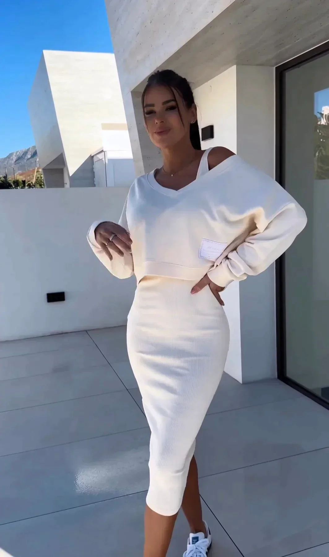 Elegante Jurk met Trui Set