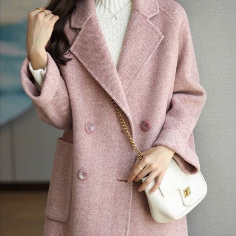 Jenna klassieke dubbelknopige houndstooth damesjas