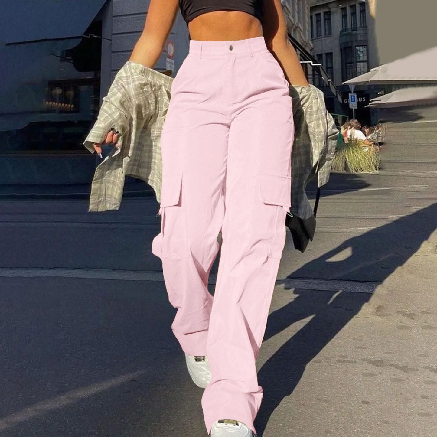 Jade - Streetwear Lente Cargo Broek High Waist voor Vrouwen