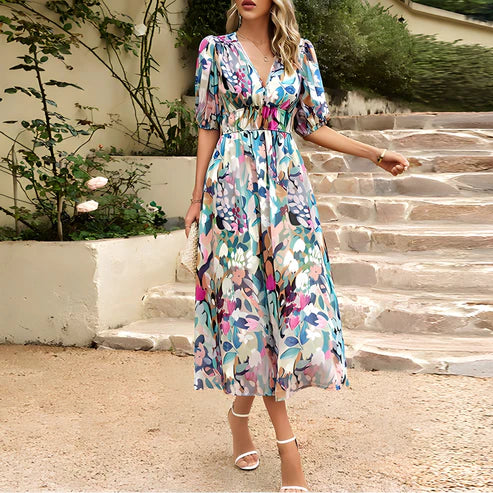 Elegante Feestjurk Met Meshprint