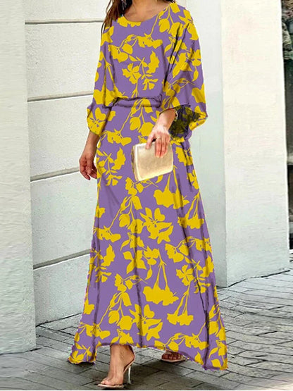Tess™ - Bloemen en Geometrische Print Maxi Jurk