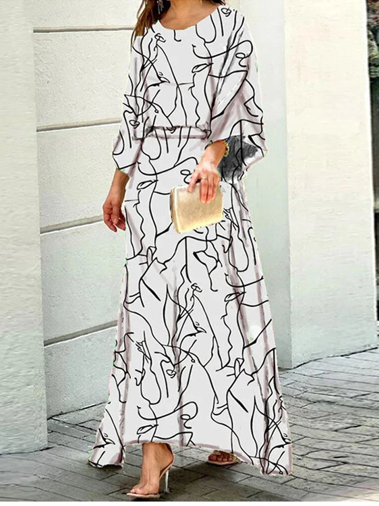 Tess™ - Bloemen en Geometrische Print Maxi Jurk