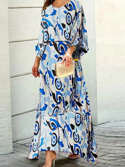Tess™ - Bloemen en Geometrische Print Maxi Jurk