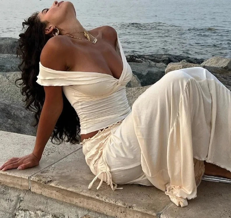 Angeline | Off-shoulder Gewaad Top en Rok Set