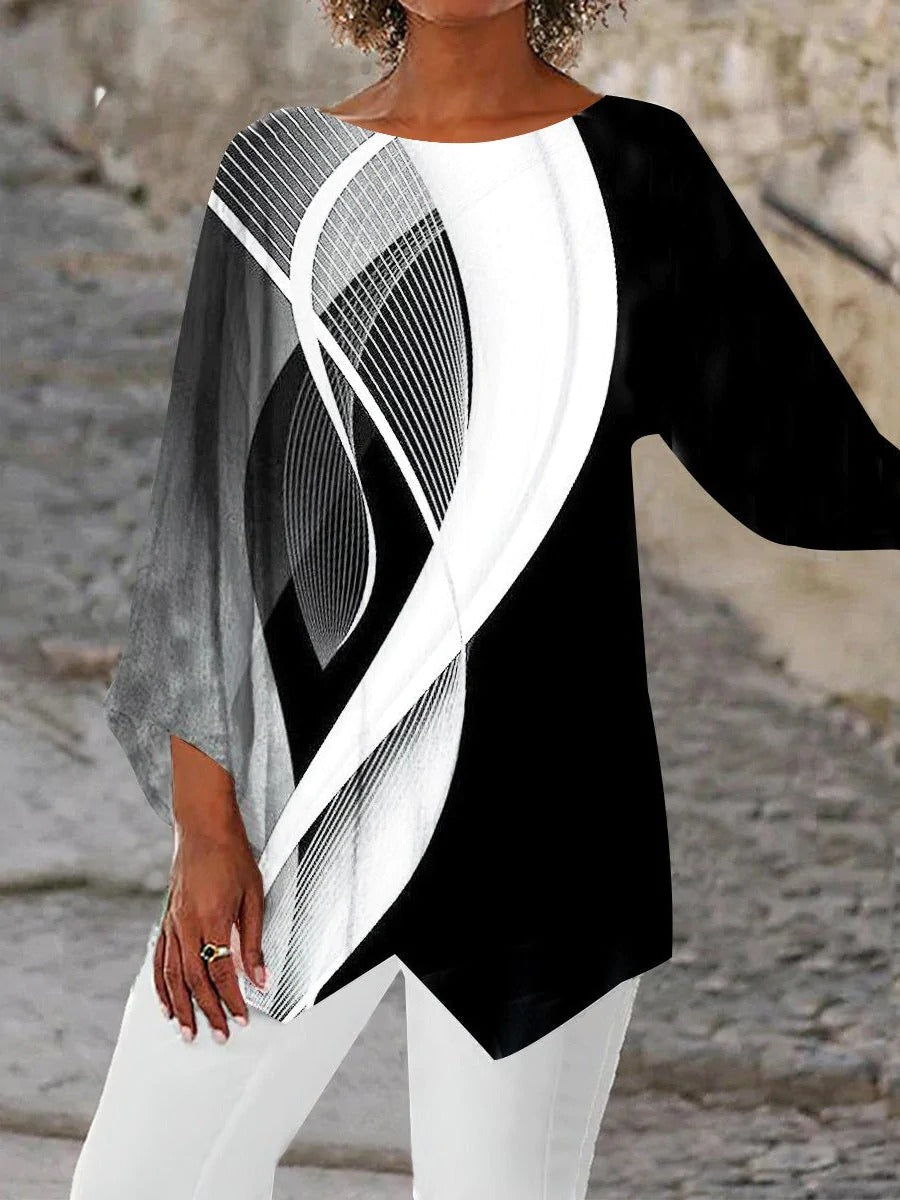 Moderne Tuniek met Geometrische Lange Mouw