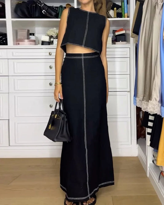 Verona | Mouwloze Hemline tweedelige set
