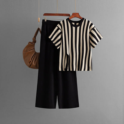 Ruth | Casual verticale streep top & broek set