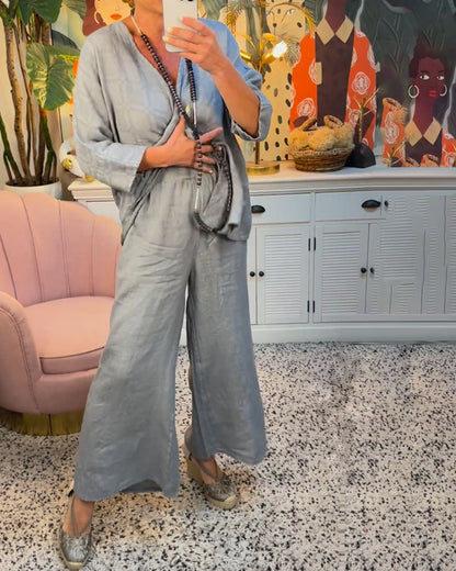 Mallory | Elegante V-hals top en broek Tweedelige set