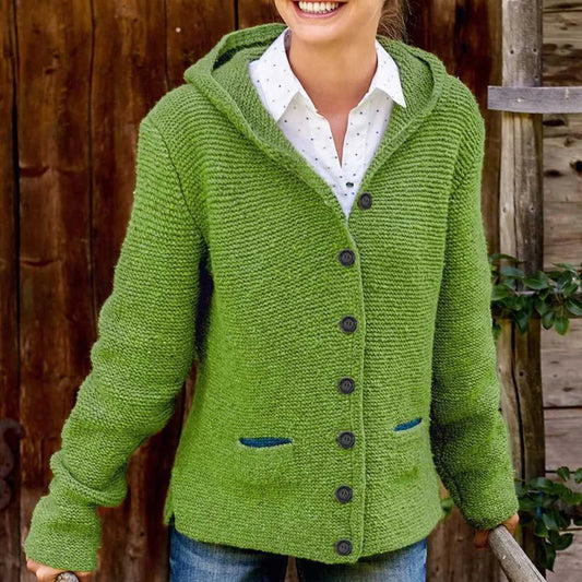 Ayla | Dames Hooded Gebreide Vest met Warme Capuchon en Praktische Details