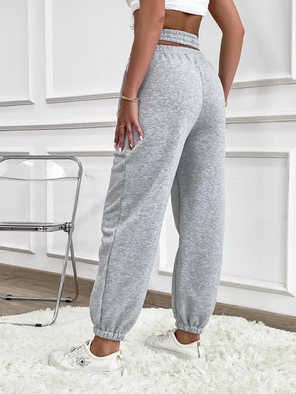 Melanie - Casual Herfst Gebreide Grijze Joggingbroek voor Vrouwen