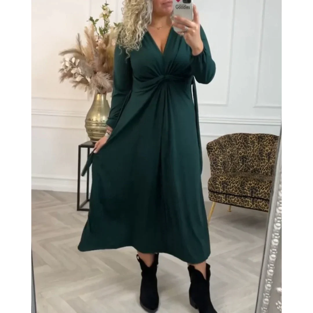 Sexy Effen Jurk met Lange Mouwen