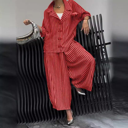 Roxane | Elegante gestreepte casual set