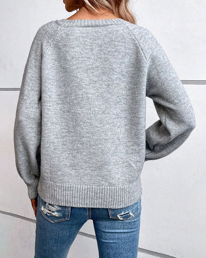 Anna | Effen kleur trui met lange mouwen