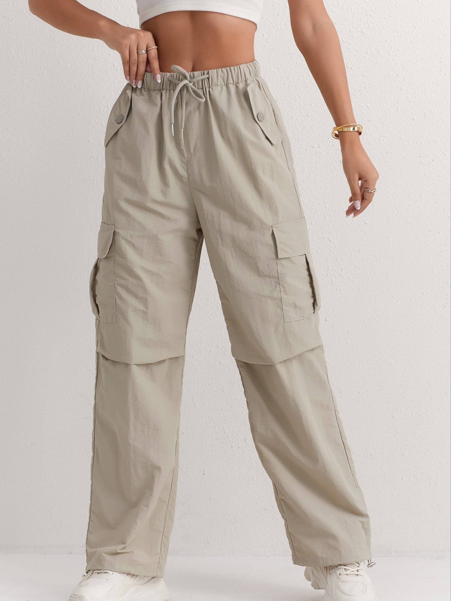Adriana - Streetwear Lente Cargo Broek met Rechte Pijpen voor Vrouwen