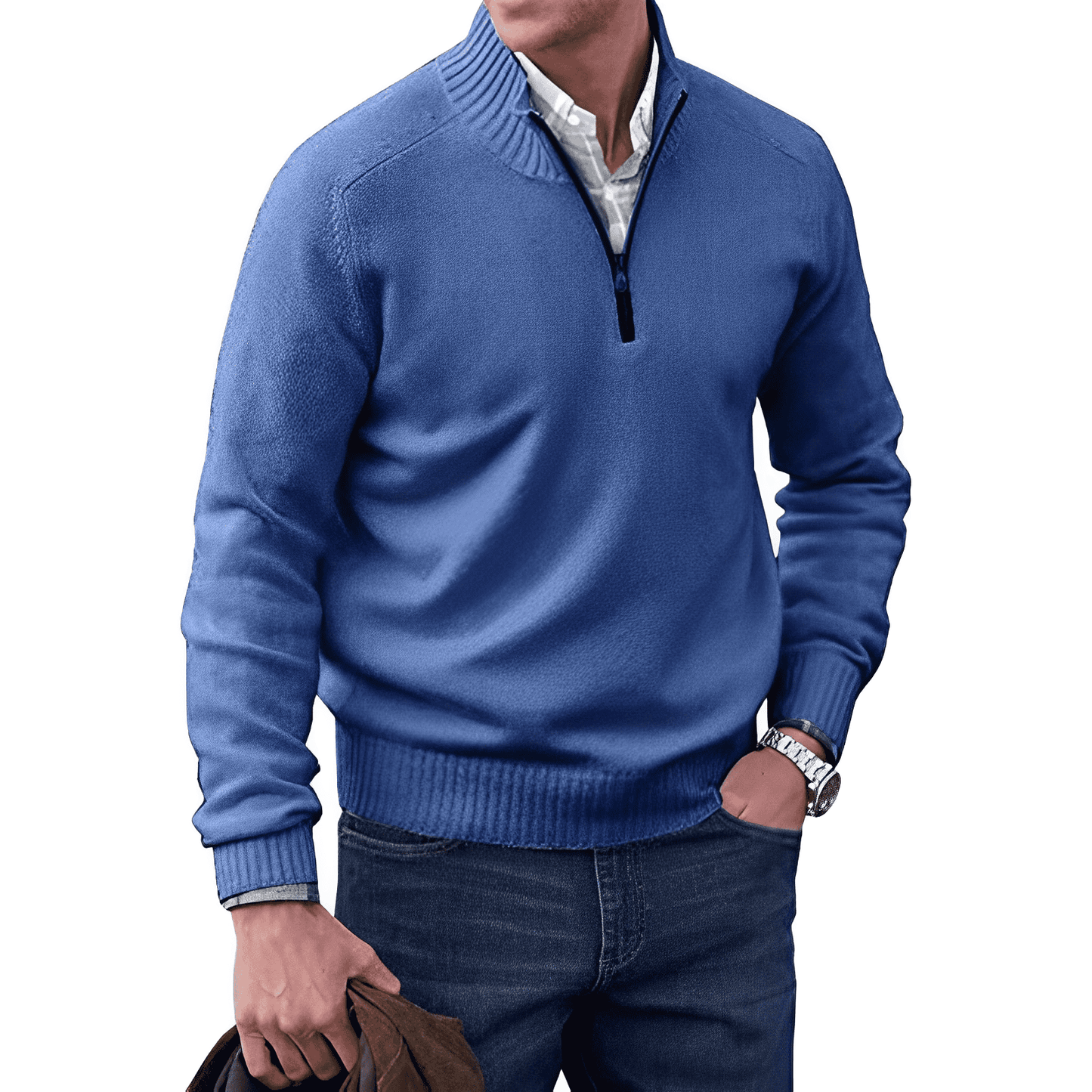 Olan | Elegante Kasjmier Trui met Kwartrits