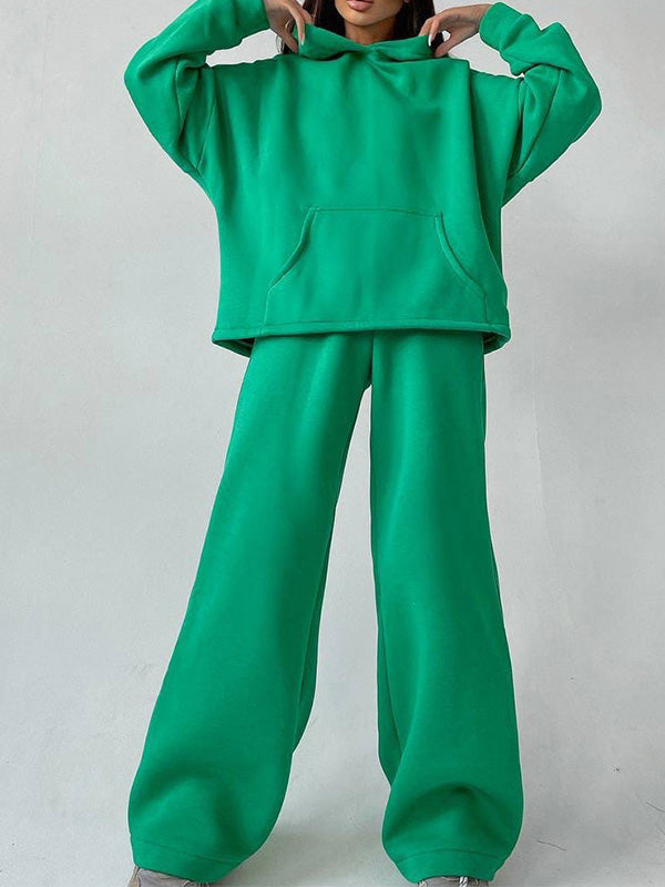 Shanaia | Stijlvolle losse effen kleur hoodie & oversized broek sportpak