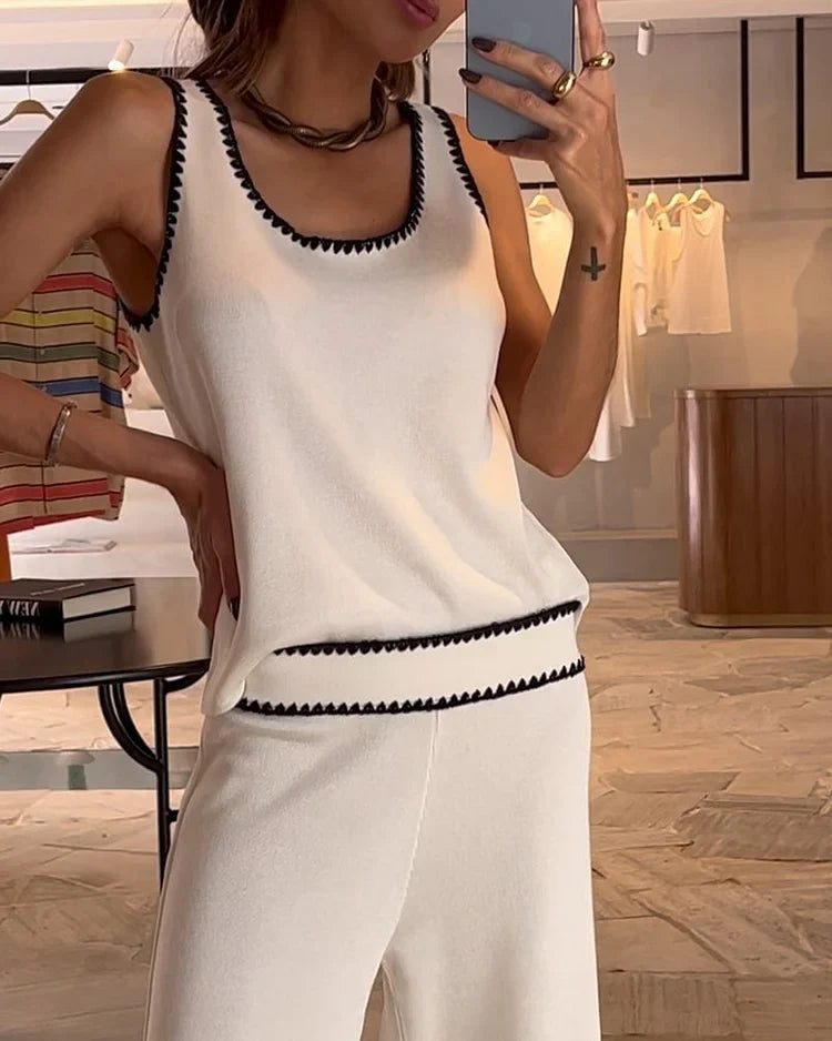 Meredith | Chique mouwloos en broek tweedelige set