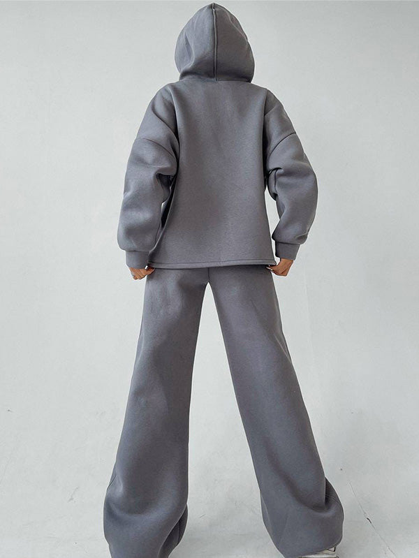 Shanaia | Stijlvolle losse effen kleur hoodie & oversized broek sportpak