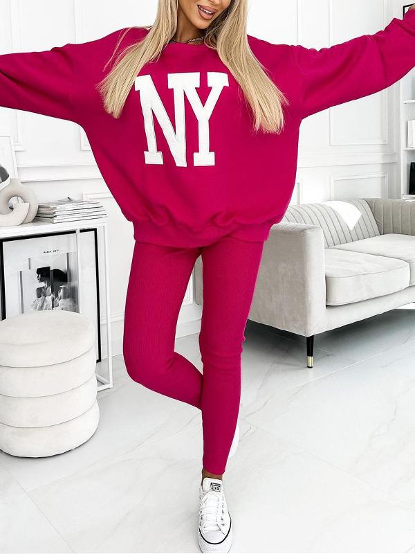 Yunia | Relaxed sweatshirt met grote letterprint en legging set
