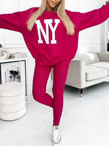 Yunia | Relaxed sweatshirt met grote letterprint en legging set