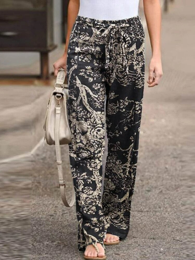 Laura - Stijlvolle Broek met Wijde Pijpen en Print voor Vrouwen