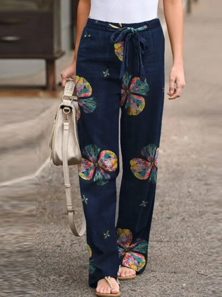 Laura - Stijlvolle Broek met Wijde Pijpen en Print voor Vrouwen