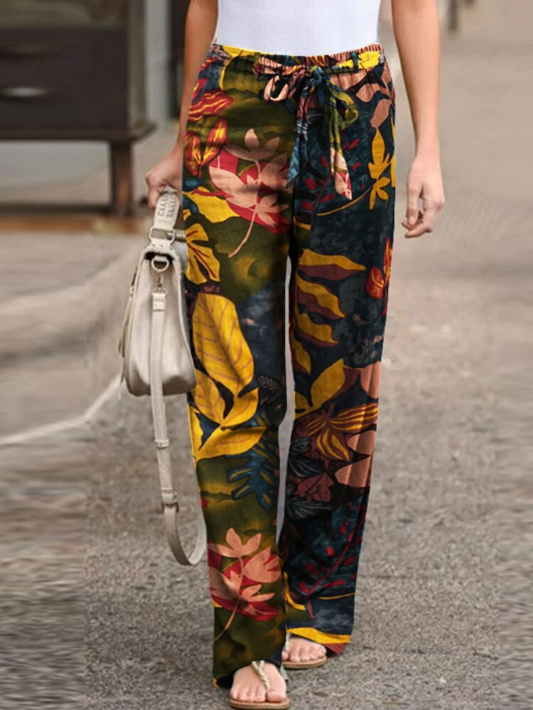 Laura - Stijlvolle Broek met Wijde Pijpen en Print voor Vrouwen