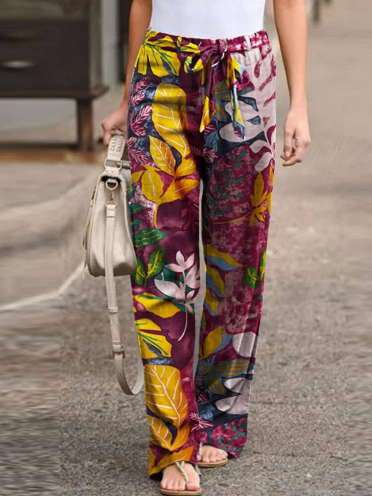 Laura - Stijlvolle Broek met Wijde Pijpen en Print voor Vrouwen