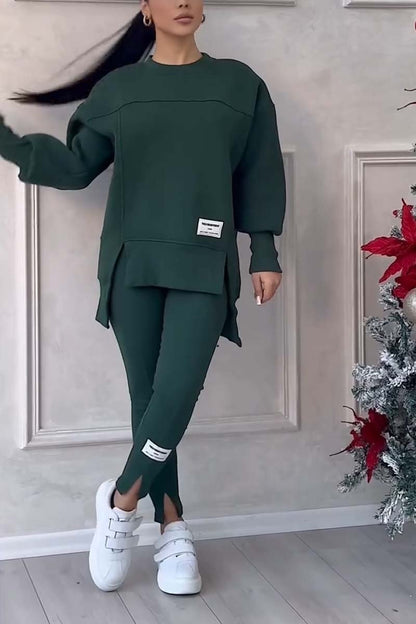Verda | Casual elegante oversized trui en leggingset met splitjes