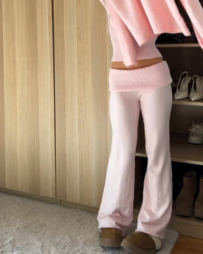 Noelle | Charmant Roze Vest, Trui & Broek Driedelige Set