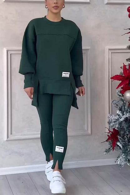 Verda | Casual elegante oversized trui en leggingset met splitjes