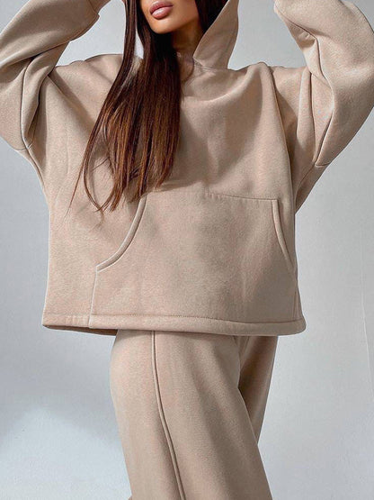 Shanaia | Stijlvolle losse effen kleur hoodie & oversized broek sportpak