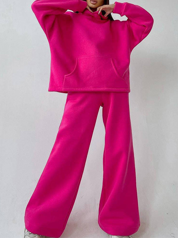 Shanaia | Stijlvolle losse effen kleur hoodie & oversized broek sportpak
