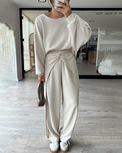 Teila | Modieuze lange mouwen top & broek set