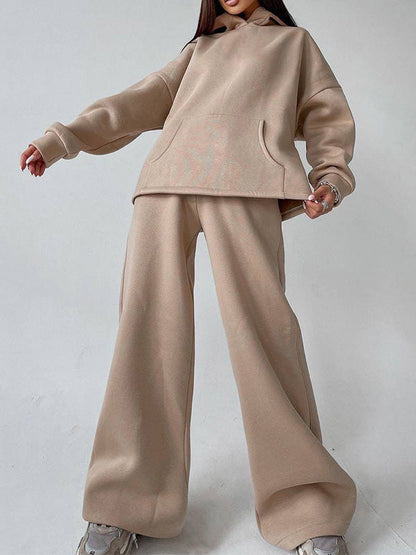 Shanaia | Stijlvolle losse effen kleur hoodie & oversized broek sportpak