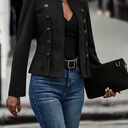 Velora™ | Elegante Vintage Damesjas met Dubbele Rijtjes Knoopsluiting, Perfect voor Herfst en Lente