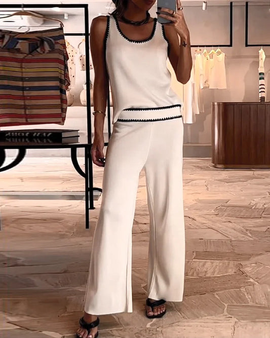 Meredith | Chique mouwloos en broek tweedelige set