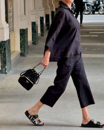 Ramona | Casual Lapel Top & Pants Two-Piece Set