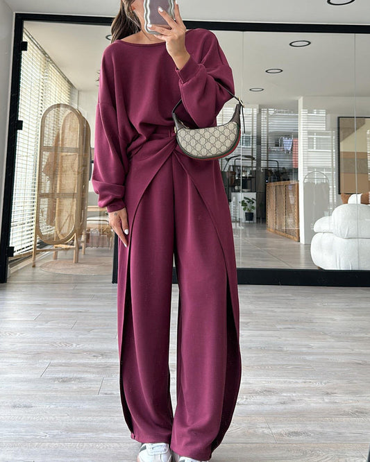 Teila | Modieuze lange mouwen top & broek set