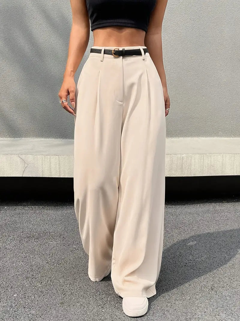 Diana - Chique Herfst Hoge Taille Wijde Plissé Broek voor Vrouwen