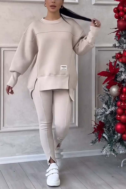 Verda | Casual elegante oversized trui en leggingset met splitjes