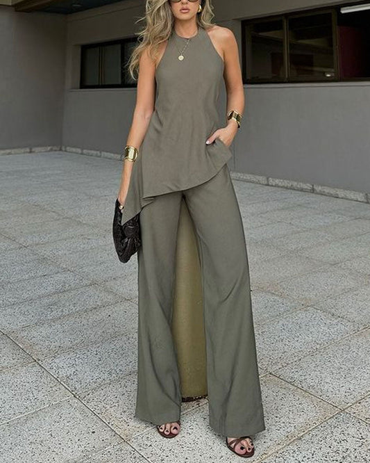 Nadia | Onregelmatige Split Top & Broek Tweedelige Set