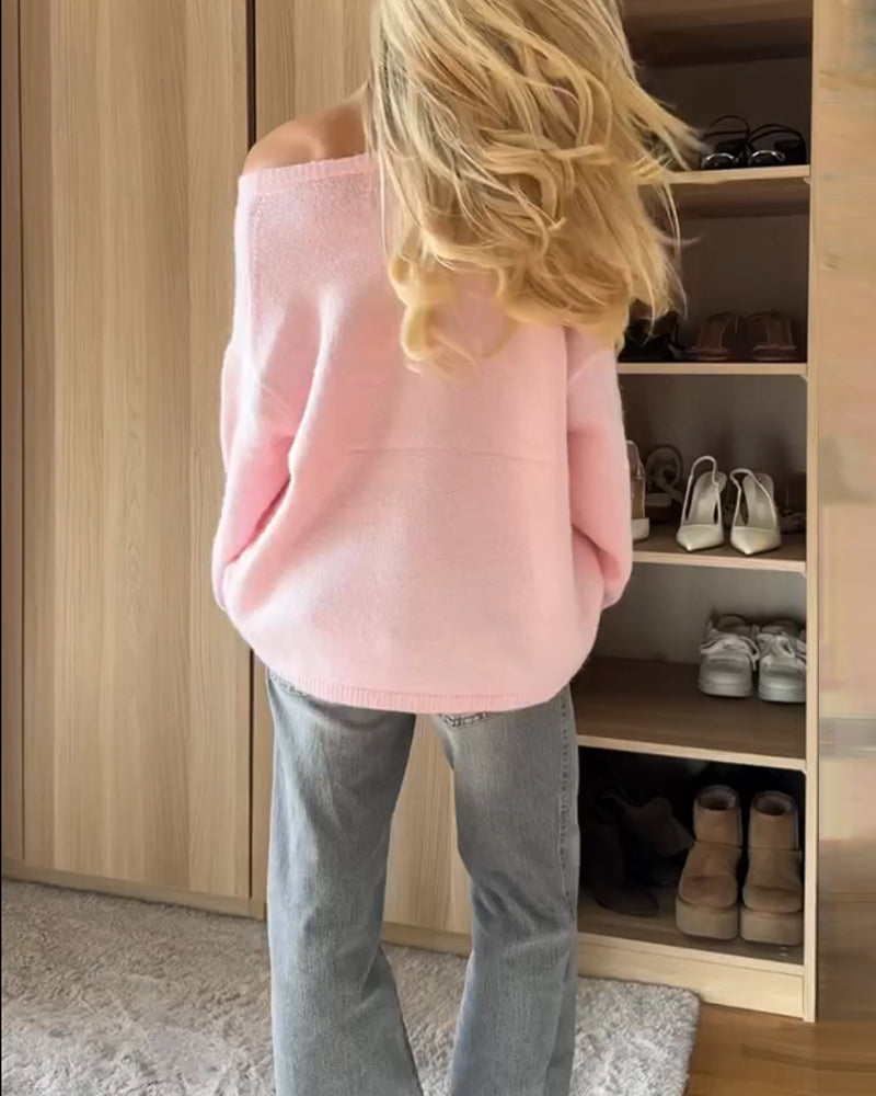 Noelle | Charmant Roze Vest, Trui & Broek Driedelige Set