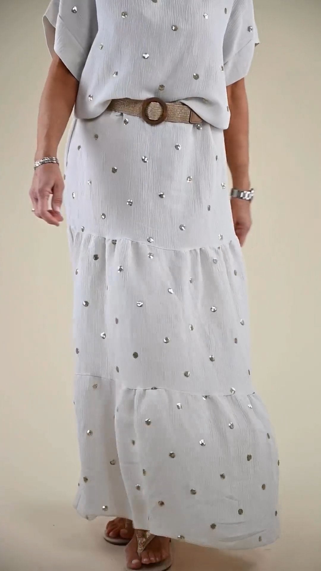 Helga | Casual top met ronde hals en rokenset
