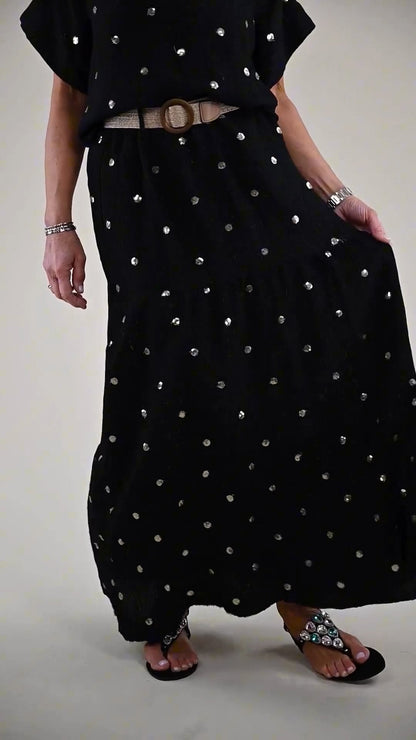 Helga | Casual top met ronde hals en rokenset