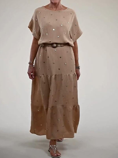 Helga | Casual top met ronde hals en rokenset