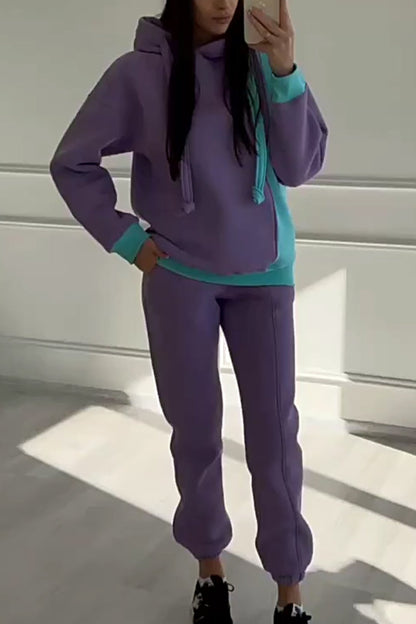 Vilma | Top en broek met capuchon in contrasterende kleuren