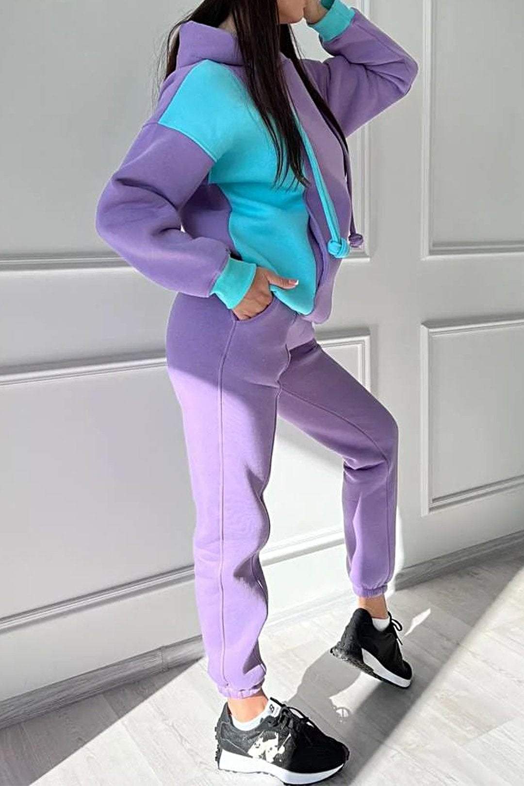 Vilma | Top en broek met capuchon in contrasterende kleuren