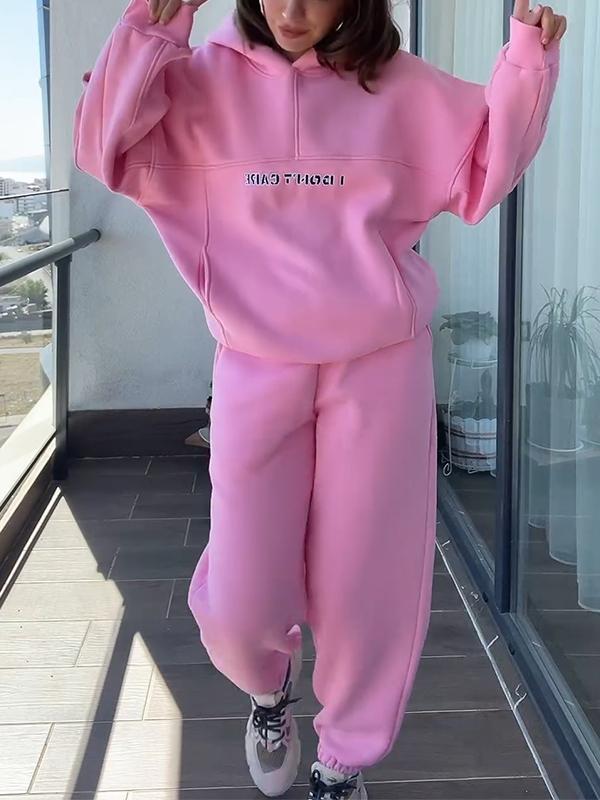 Agnes | Casual losse hoodie met letterprint en joggerbroek Set