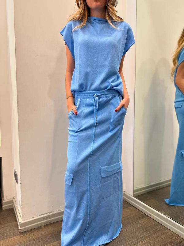 Sonja | Casual Effen Top en Maxi Rok Set